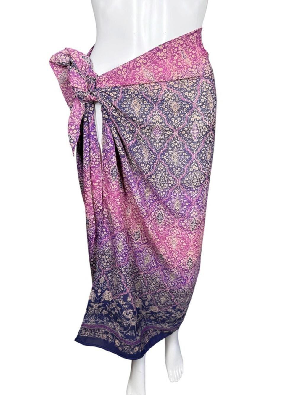 Baja Blue Pink Purple Patterned Sarong Wrap Cover Up